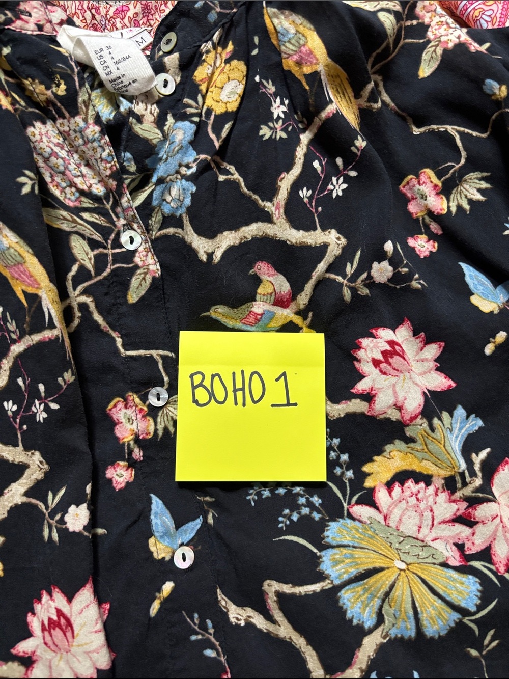 H&M Black and Pink Boxy Blouse with Notched Collar - Picture 6 of 6
